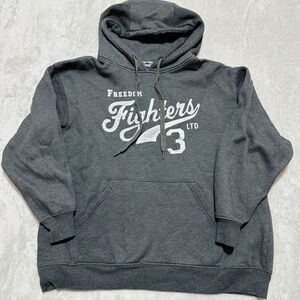 Sansegal Freedom Fighters LTD 3 Hoodie Mens XL Charcoal Gray Vintage 90s Graphic